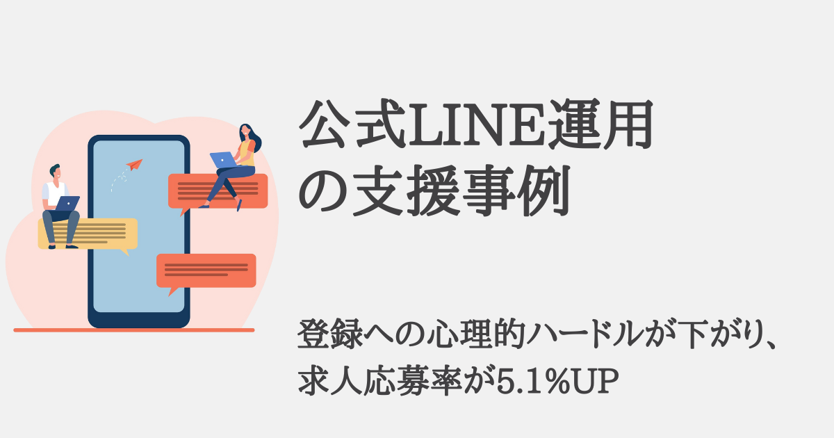 【公式LINE運用】求職者の登録への心理的ハードルが下がり、求人応募率が5.1%UP