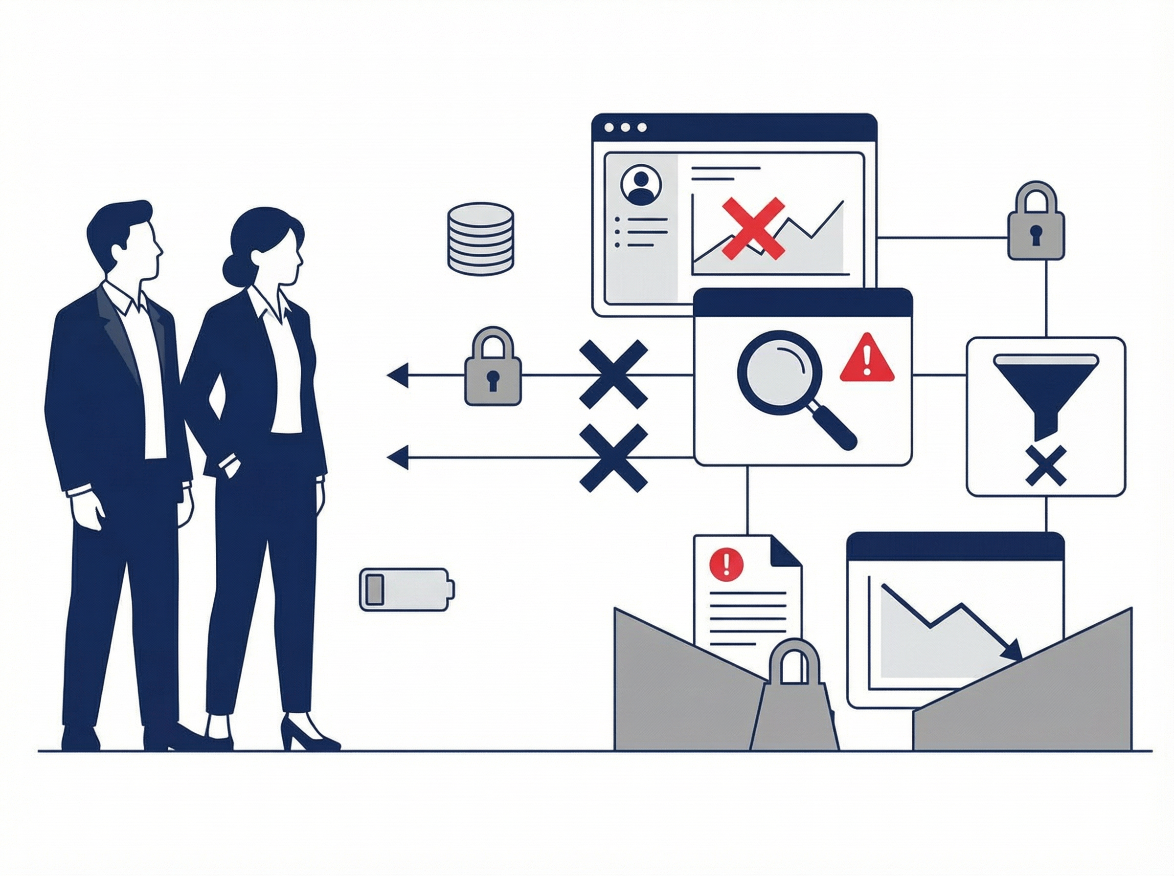 集客が伸びにくい状況のイメージ